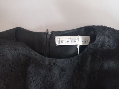 GIVENCHY couture Robe noire en viscose à motifs de fleurs