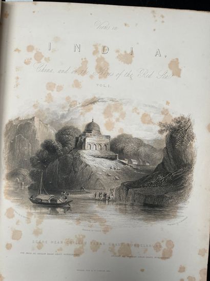 ELLIOT Vues pittoresques de l'Inde, de la Chine, etc 1 volume relié en maroquin rouge,...