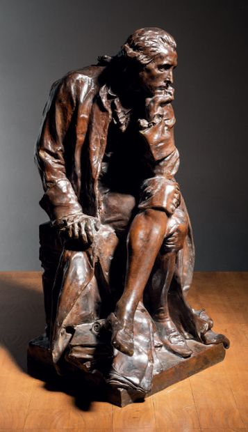 Aimé-Jules DALOU (1838-1902) Antoine-Laurent de Lavoisier 
Sculpture en bronze à...