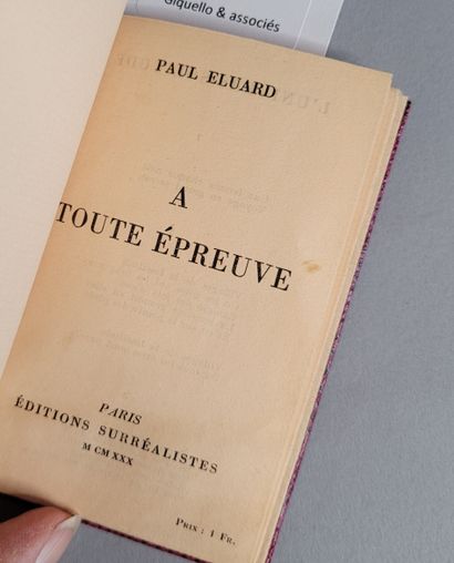 ÉLUARD Paul. À TOUTE ÉPREUVE. Paris, Éditions Surréalistes, 1930. Plaquette in-32,...