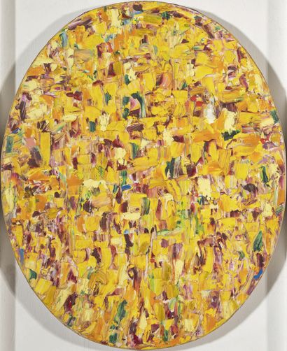 Shirley GOLDFARB (1925-1980) Oval, 1966
Huile sur toile, à vue ovale, titrée et datée...
