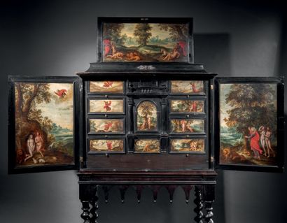 Exceptional Antwerp cabinet with paintings...