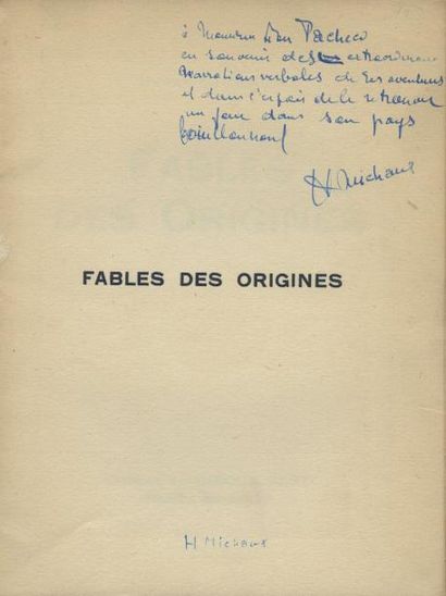 MICHAUX Henry FABLE DES ORIGINES. Paris - Bruxelles, Editions du Disque Vert, [1923]....