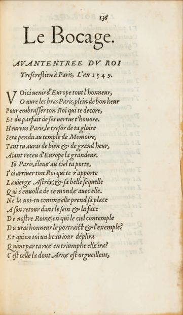 RONSARD (Pierre de). Ɵ Les Quatre premiers livres des Odes. Ensemble son Bocage....