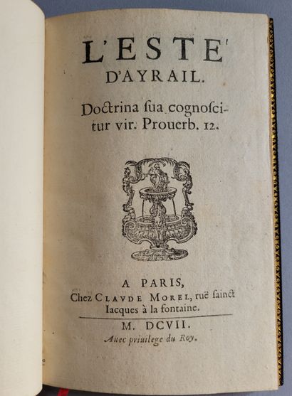 AYRAIL (Pierre). Ɵ L'Esté. Paris, Claude Morel, 1607. Booklet in-8, midnight blue...