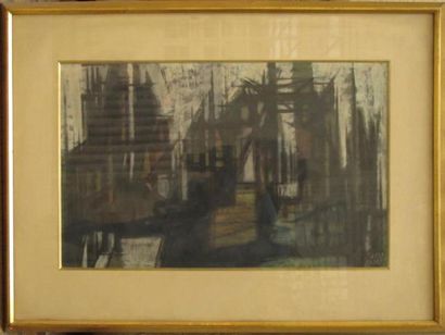 Maurice ANDRÉ Composition, Huile et aquarelle sur papier signée en bas à droite.