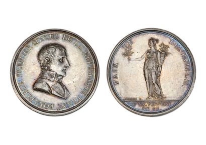 MÉDAILLES DU CONSULAT ET DE L'EMPIRE Paix de Lunéville. 1801 (9 février). Argent....