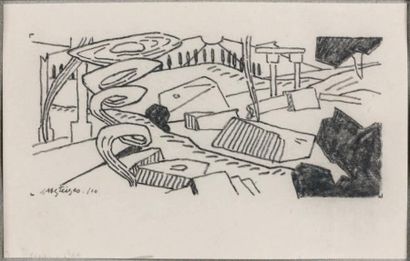 ALBERT GLEIZES (1881-1953) Le Paysage élu, 1910 Crayon noir sur papier Signé en bas...