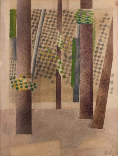 ALFRED RETH (1884-1966) Composition cubiste Technique mixte (aérographe, aquarelle...