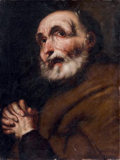 FRANCESCO MAFFEI (VICENCE 1605 - PADOUE 1660) Homme barbu Huile sur toile 62 x 46...