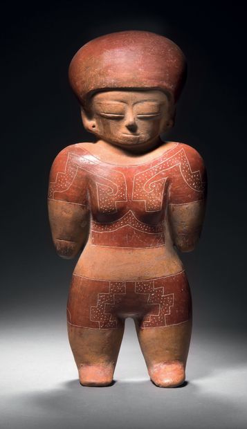 null 
Ɵ Chorrera standing venus, Ecuador, ceramic with brown-red and brown-orange...