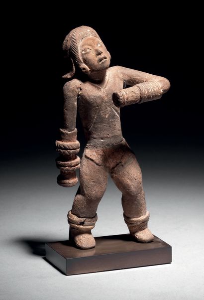null 
Ɵ Xochipala standing ballplayer wearing forearm protection, Mexico, ceramic...