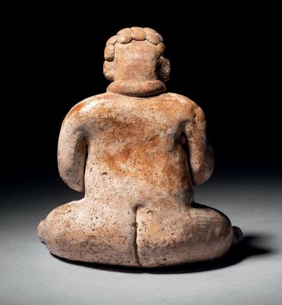 null 
Ɵ Las Charcas (Kaminaljuyu) seated female figure, Guatemala, ceramic with cream...