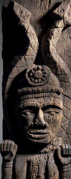 null Ancestor representation, central pillar of dwelling, Taiwan, Paiwan
H. 230 cm...
