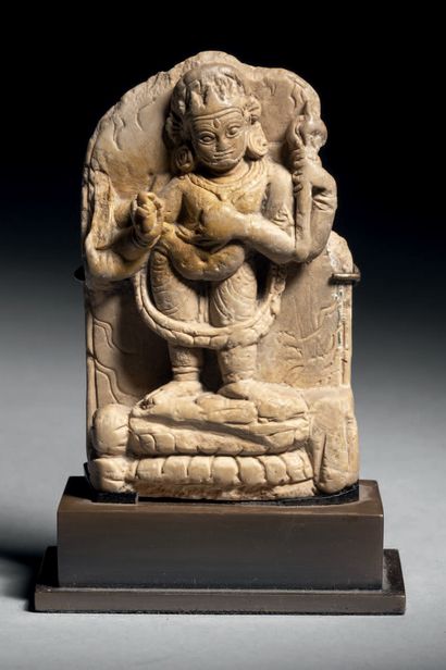 null Bhairava, Nord-Est de l'Inde, dynastie Pala-Sena, 12e siècle H. 7,3 cm. Pierre...