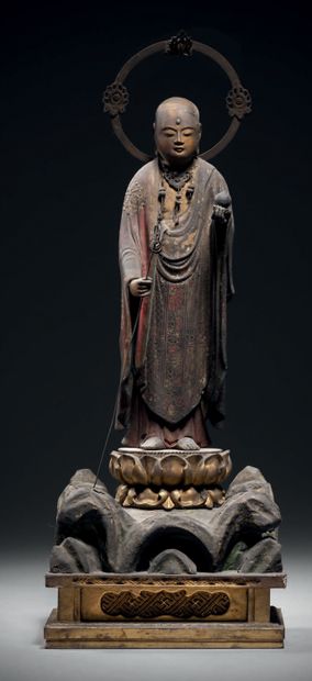 null Jizo Bosatsu, Japan, Edo period
H. 29,5 cm. Polychrome and gilded lacquered...