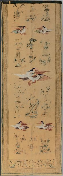 null Rare weaving hanging with painted highlights from Manchuria, China
The central...