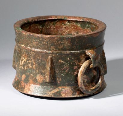 Large bronze mortar with a beautiful crusty...
