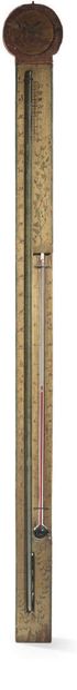 Wooden wall thermometer with polychrome painted...