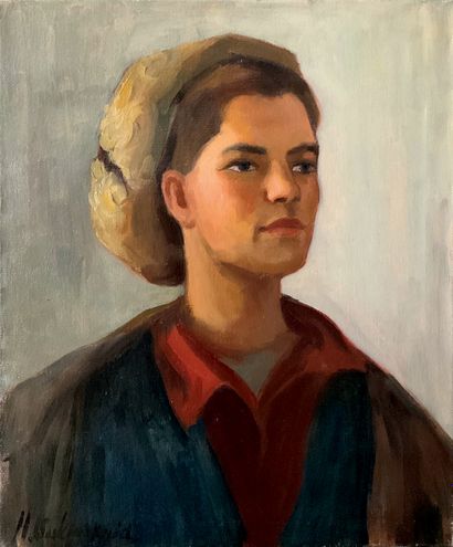 Mara VOSLINSKAÏA (1912-2000) Portrait of a young girl
Oil on canvas, signed lower...