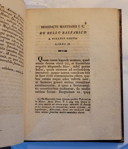 MASTIANI (Benedetto). De bello balearico commentariolum, ex Codice Ms. Magliabechiano....