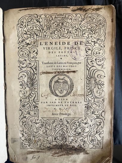 VIRGILE. L'Eneïde de Virgile, prince des poëtes latins. Lyon, Jean de Tournes, 1560....