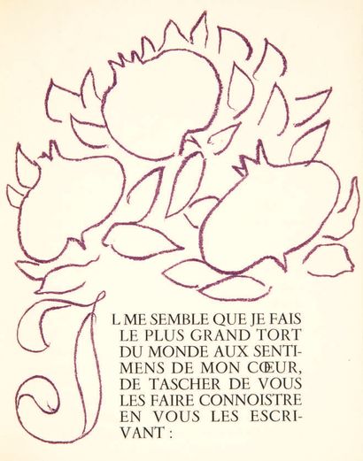 ALCAFORADO (Marianna). ♦ Portuguese Letters. Paris, Tériade, 1946. In-4, finely embossed...