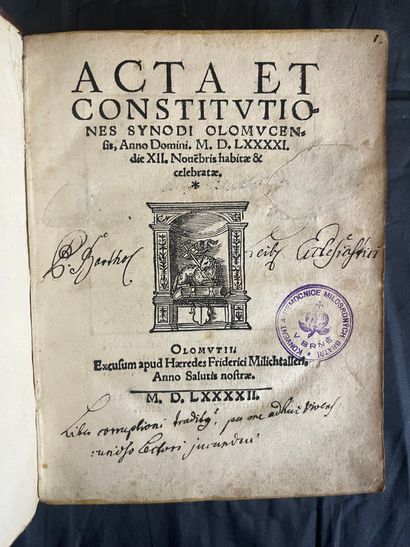 PAWLOWSKI (Stanislaw). Acta et constitutiones Synodi Olomucensis, Anno Domini 1591...