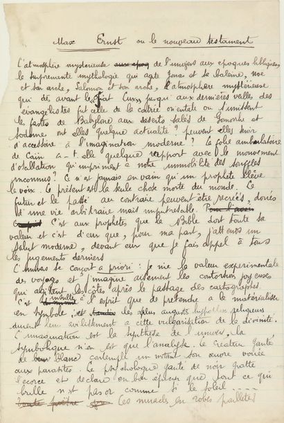 DESNOS (Robert) Lettres poèmes rêves. Manuscrits et poèmes autographes. Petit in-folio,...