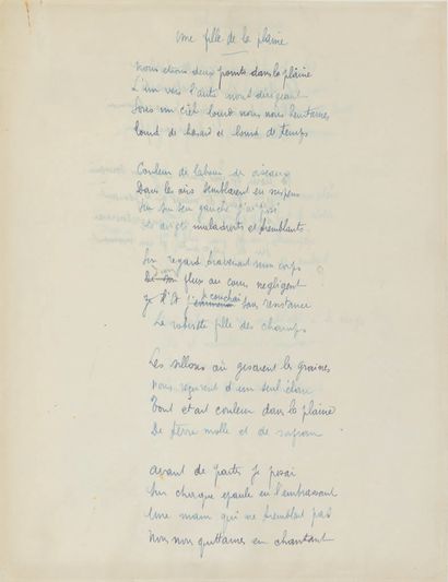 DESNOS (Robert) Lettres poèmes rêves. Manuscrits et poèmes autographes. Petit in-folio,...