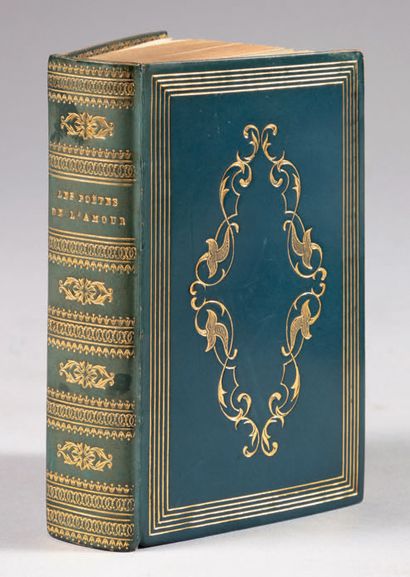 BAUDELAIRE Les Poètes de l'amour. Paris, Garnier, 1850. In-2, veau bleu à décor romantique,...