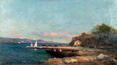 Etienne CORNELLIER (1838-1902) Port animé
Huile sur toile, signée en bas à droite...