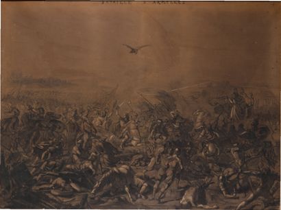 Henri REGNAULT (1843-1871) Deux batailles d'Alexandre : Arbelles et Issus
Fusain,...