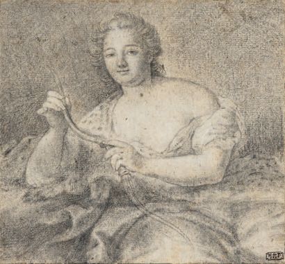 École française du XVIIIe siècle, suiveur de NATTIER Portrait of a woman as Diana
Black...