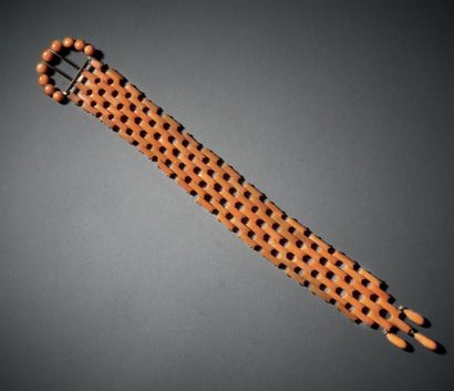 Bracelet ceinture en or 375°/°° et corail...