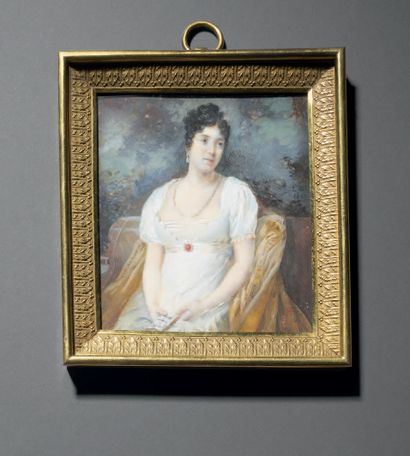 Louis GARNERAY (ou GARNEREY), début du XIXe siècle Portrait of a woman seated in...