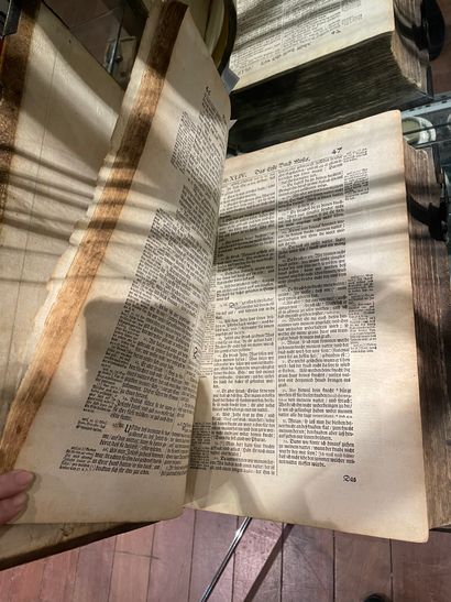 null JOHANN PISCATOR, Biblia, Bärn, Hügener, 1684.Un volume, plein vélin, très riche...