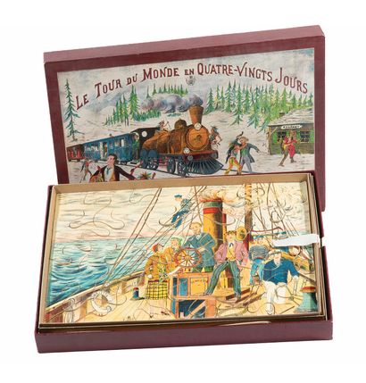 null Puzzles / Le Tour du Monde en 80 jours d'après Jules Verne. Paris, E. Chevalier...