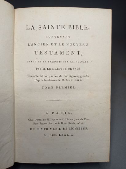 null BIBLE. - La Sainte Bible, contenant l'Ancien et le Nouveau Testament, traduite...
