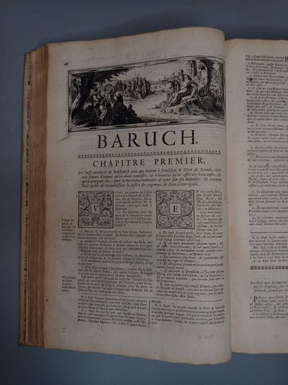 null BIBLE. - La Sainte Bible traduite en françois, le latin de la Vulgate à côté......