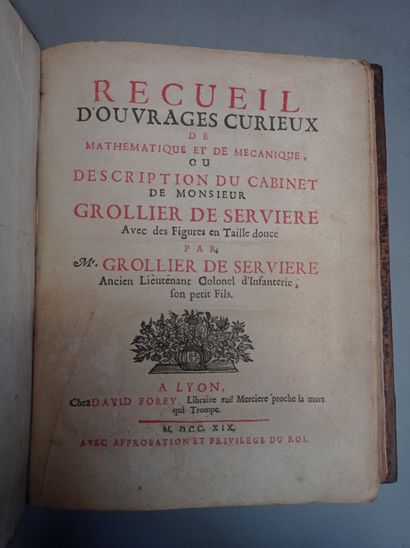 null GROLLIER DE SERVIÈRE (Gaspard). Recueil d'ouvrages curieux de mathematique et...