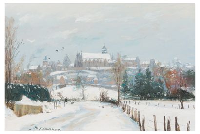 Philippe GIRARDOT (Né en 1948) Paysage de neige
Gouache, signée en bas vers la gauche
26...