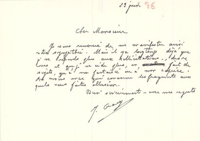GRACQ Louis Poirier dit Julien (1910-2007). 2 C.A.S. à Dominique Noguez, St-Florent,...