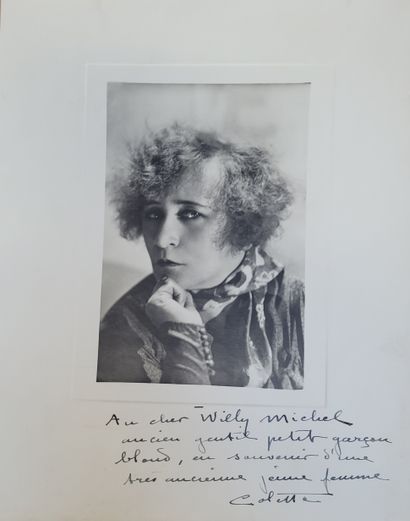 COLETTE Sidonie Gabrielle (1873-1954). Black and white photograph dedicated to "Willy...