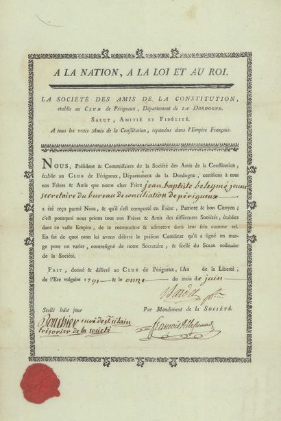 null FRENCH EMPIRE.
Set of 2 passports of the department of Dordogne, delivered to...