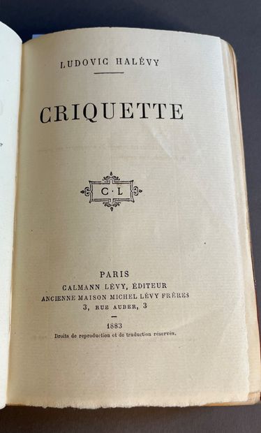 HALÉVY (Ludovic). ♦ Criquette. Paris, Calmann Lévy, 1883. In-12, bradel demi-maroquin...