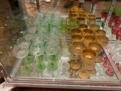 null Lot of glassware including :
White and red wine glasses, cups, cognac glass...