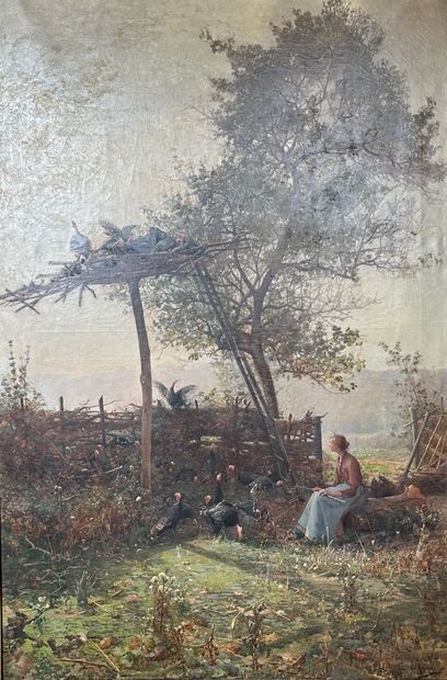 Paul Louis Martin des AMOIGNES (1850 - 1925) La gardienne des dindons
Huile sur toile
Signée...