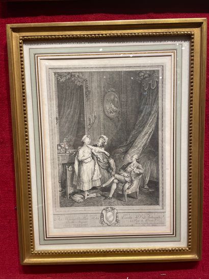 Antoine-Jean DUCLOS (1742-1795) Le Concert ; Le Bal paré
Deux gravures en noir
29...