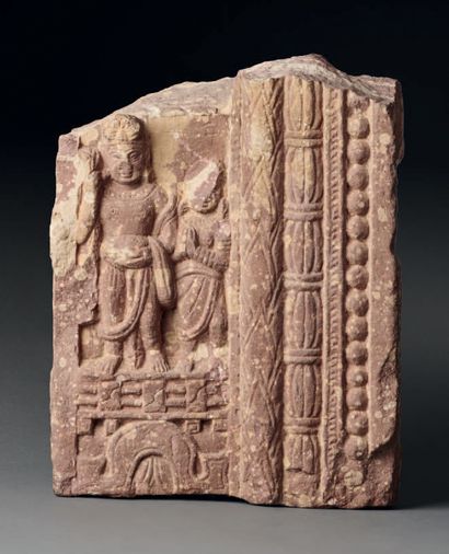 Deux adorants, Inde, Mathura, période Kushan,...